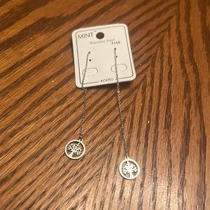 NIPB WOMEN MINT STAINLESS STEEL 316L PIERCED DANGLING CHAIN CIRCLE TREE OF LIFE